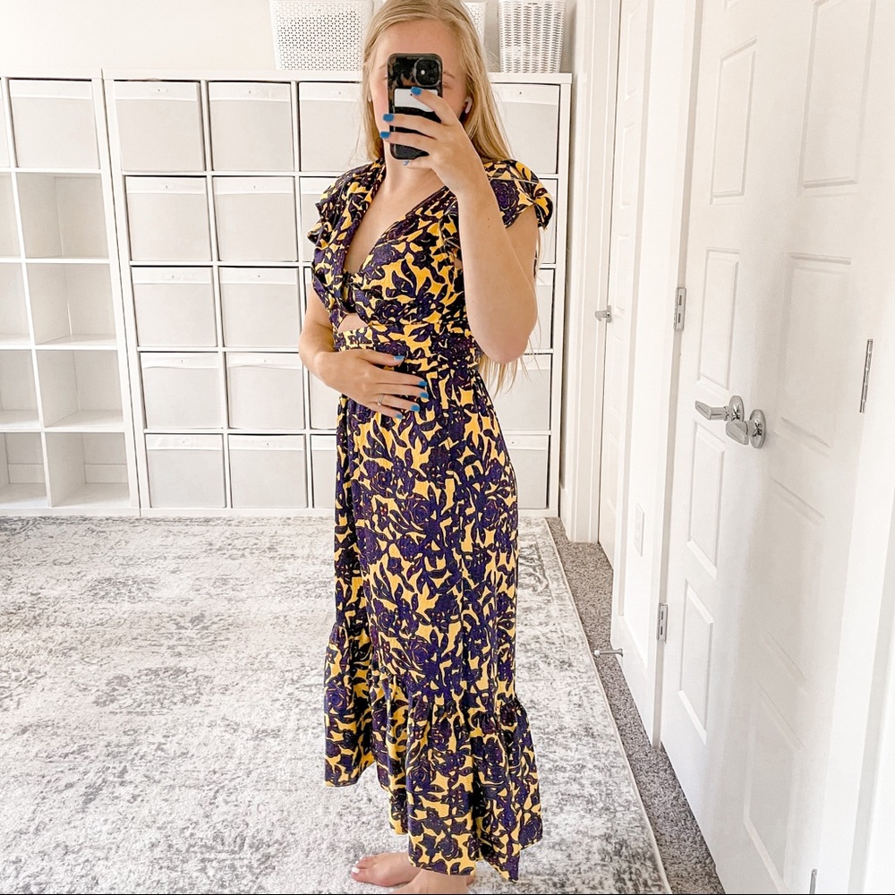 A.L.C. Valencia Dress Yellow Midi Silk - Picture 3 of 8